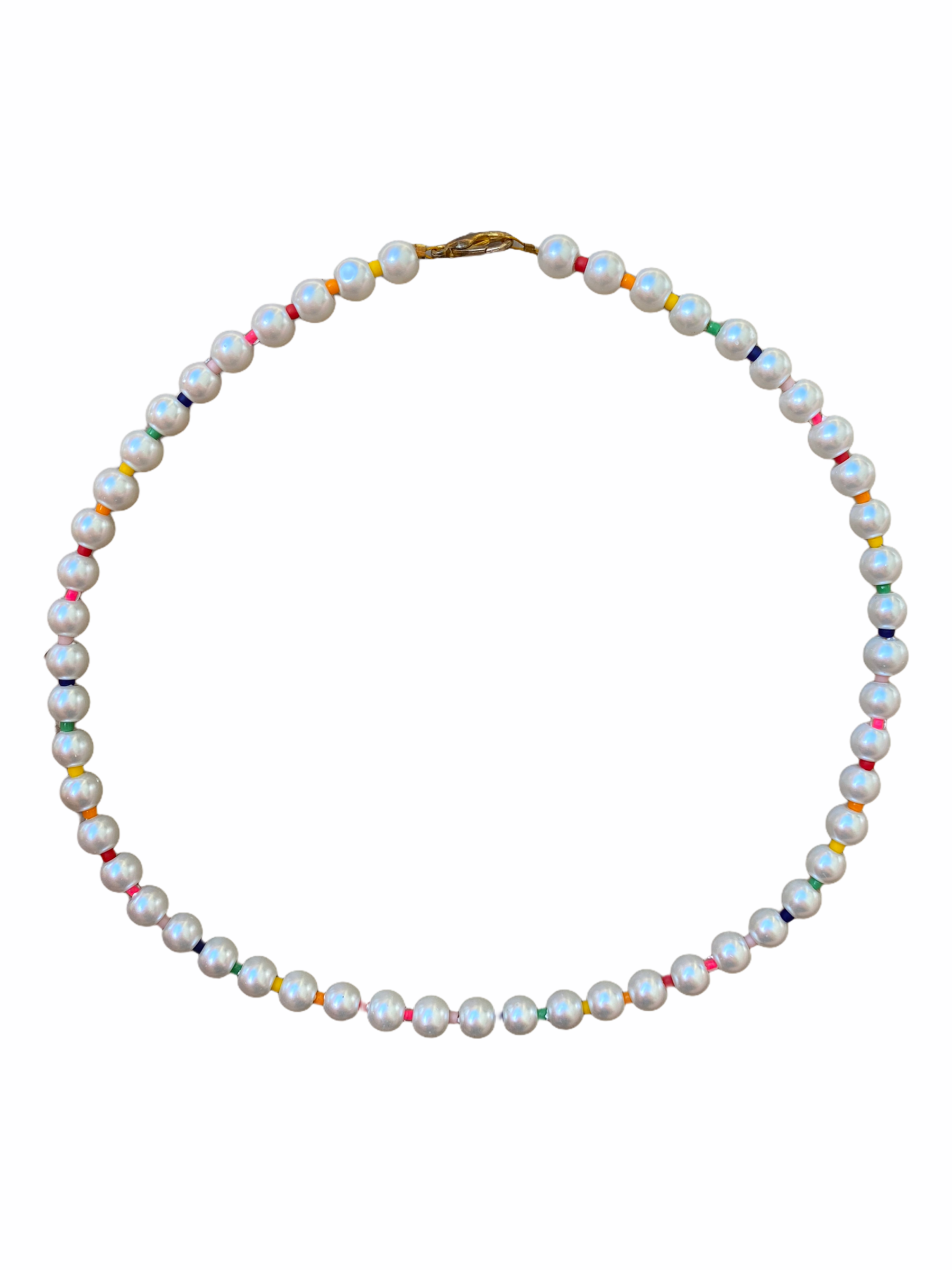 Pearl choker with rainbow detailing
